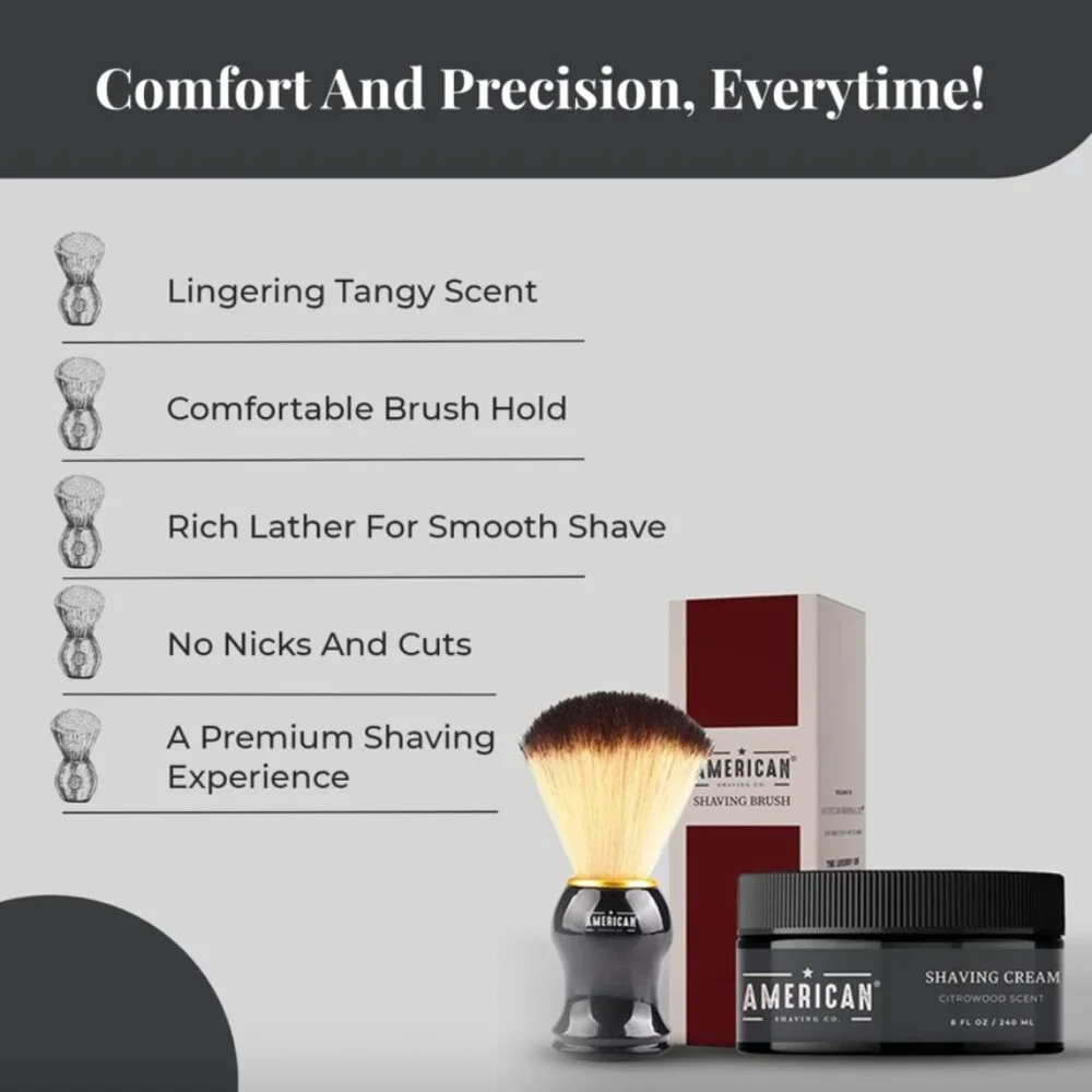 American‎ Shaving Co. Citrowood Shaving Cream + Shaving Brush 8 oz Cruelty Free